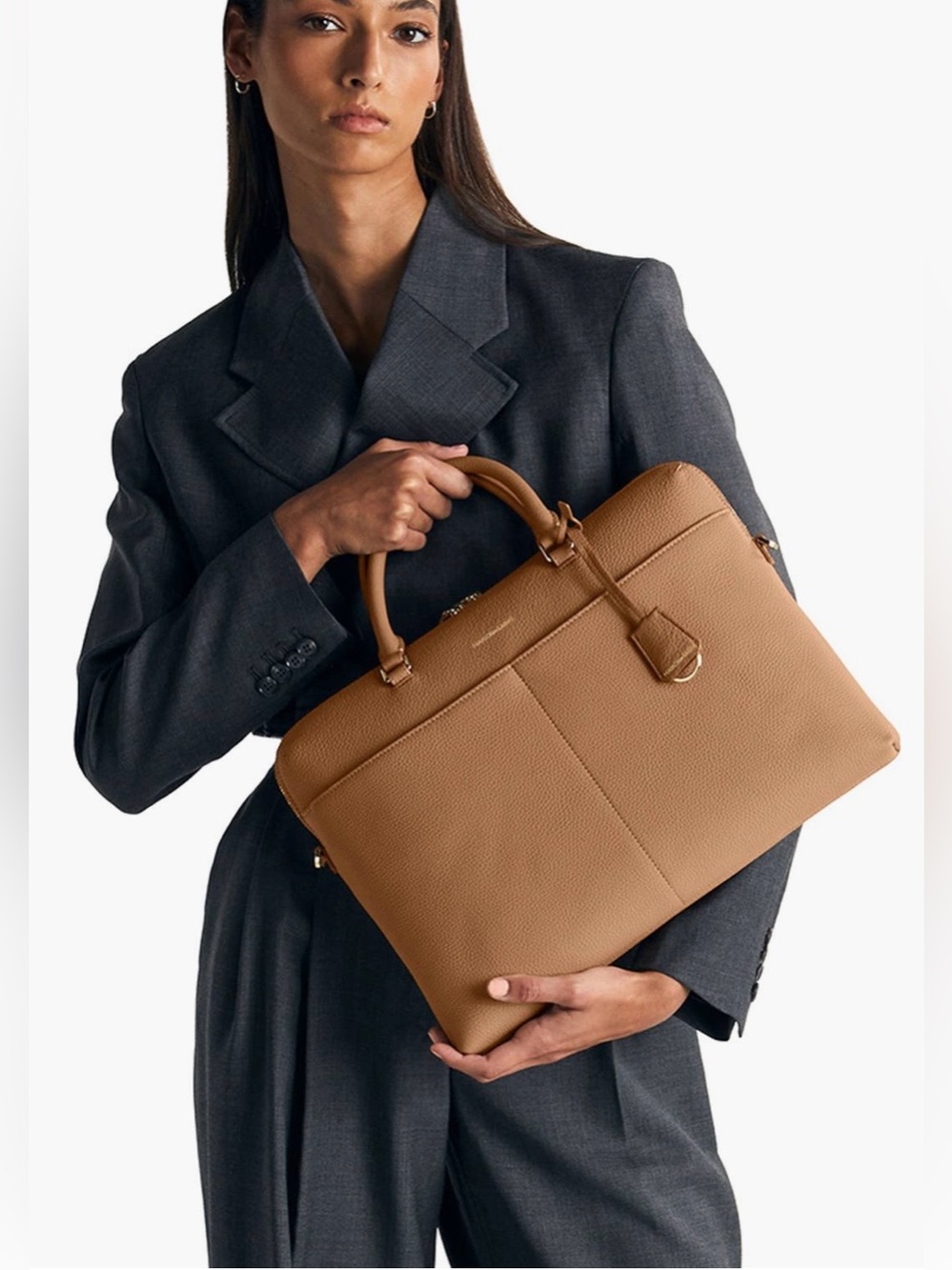 BRAND NEW CONDITION - MAISON de SABRÉ Tan Leather Briefcase | MSRP $445